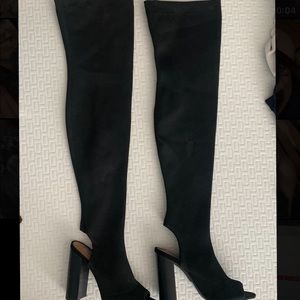 Open toe knee high boots